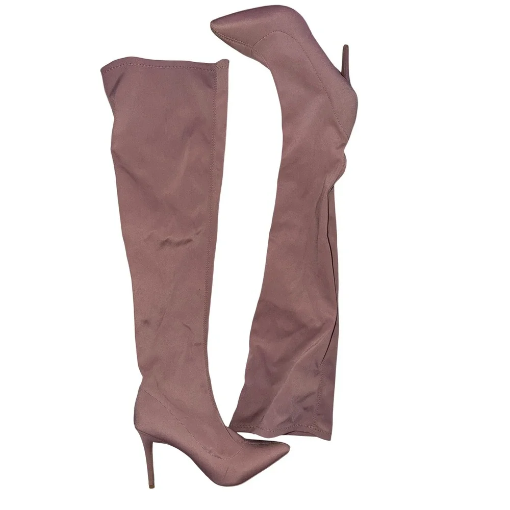 Over‎ The Knee Sock Boots Womens 10 Mauve Stiletto Stretch